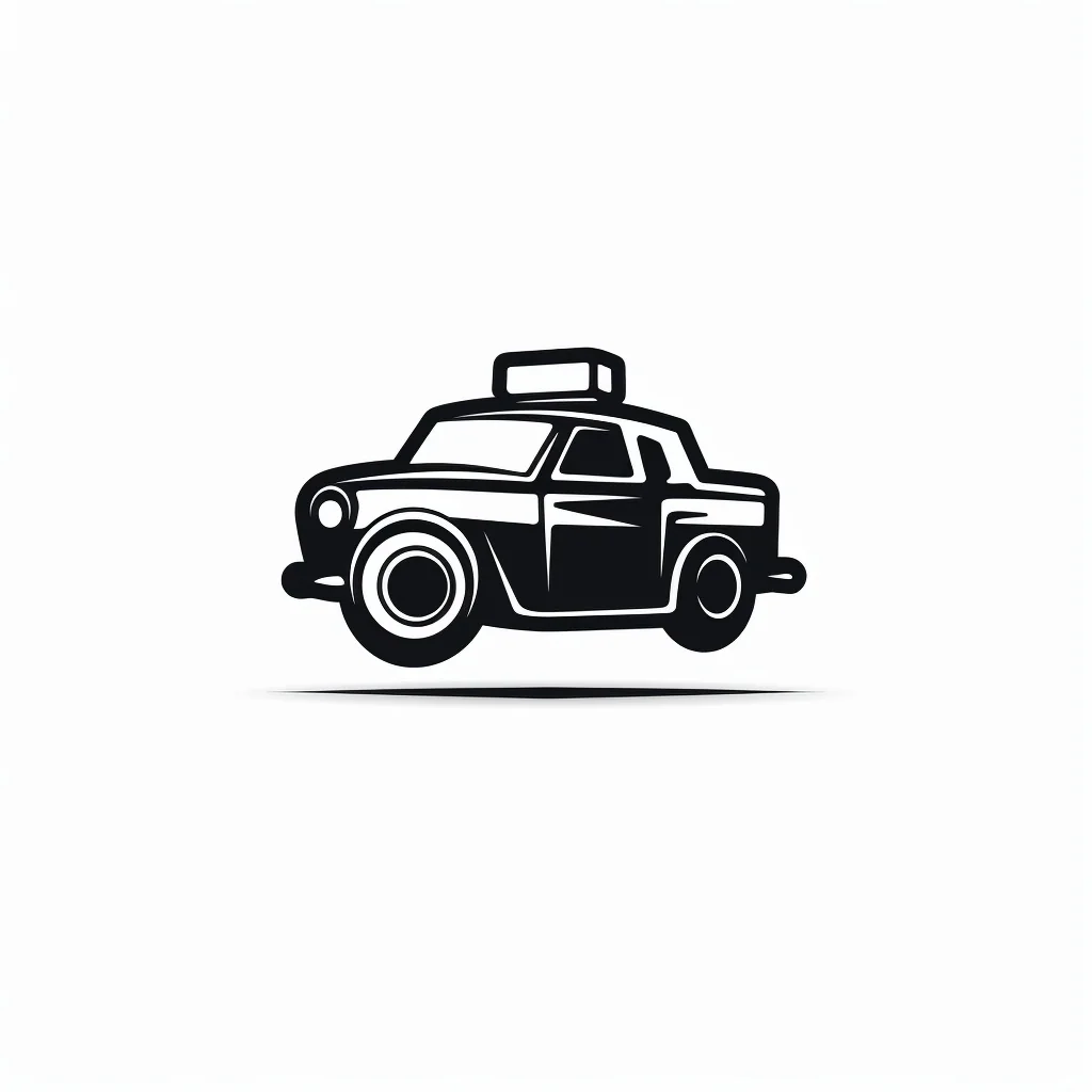 Black linear automotive emblem constructed from the outline of a classic car.