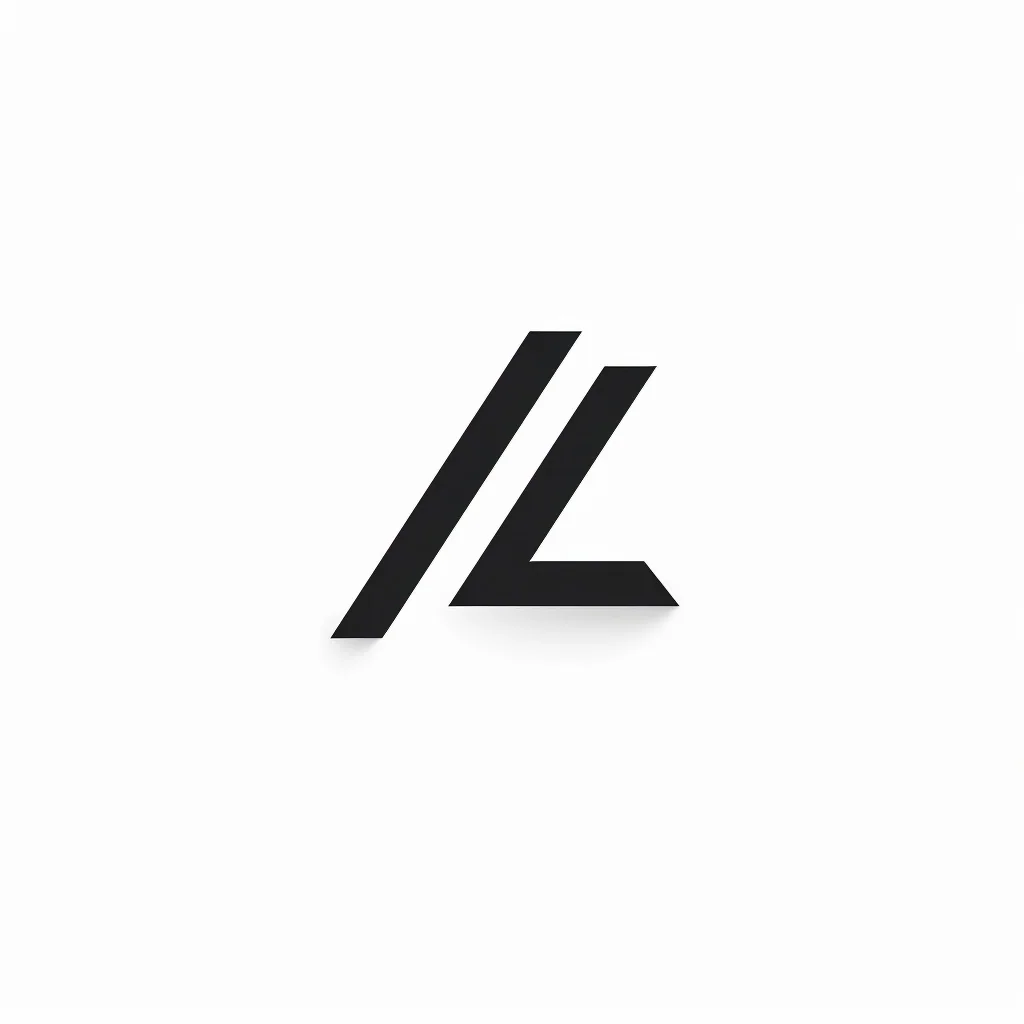 Abstract black LA monogram with a pointed diagonal construction.